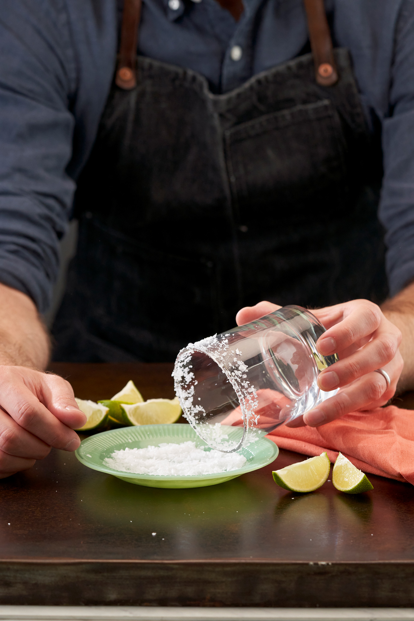 Salt rim on a Margarita